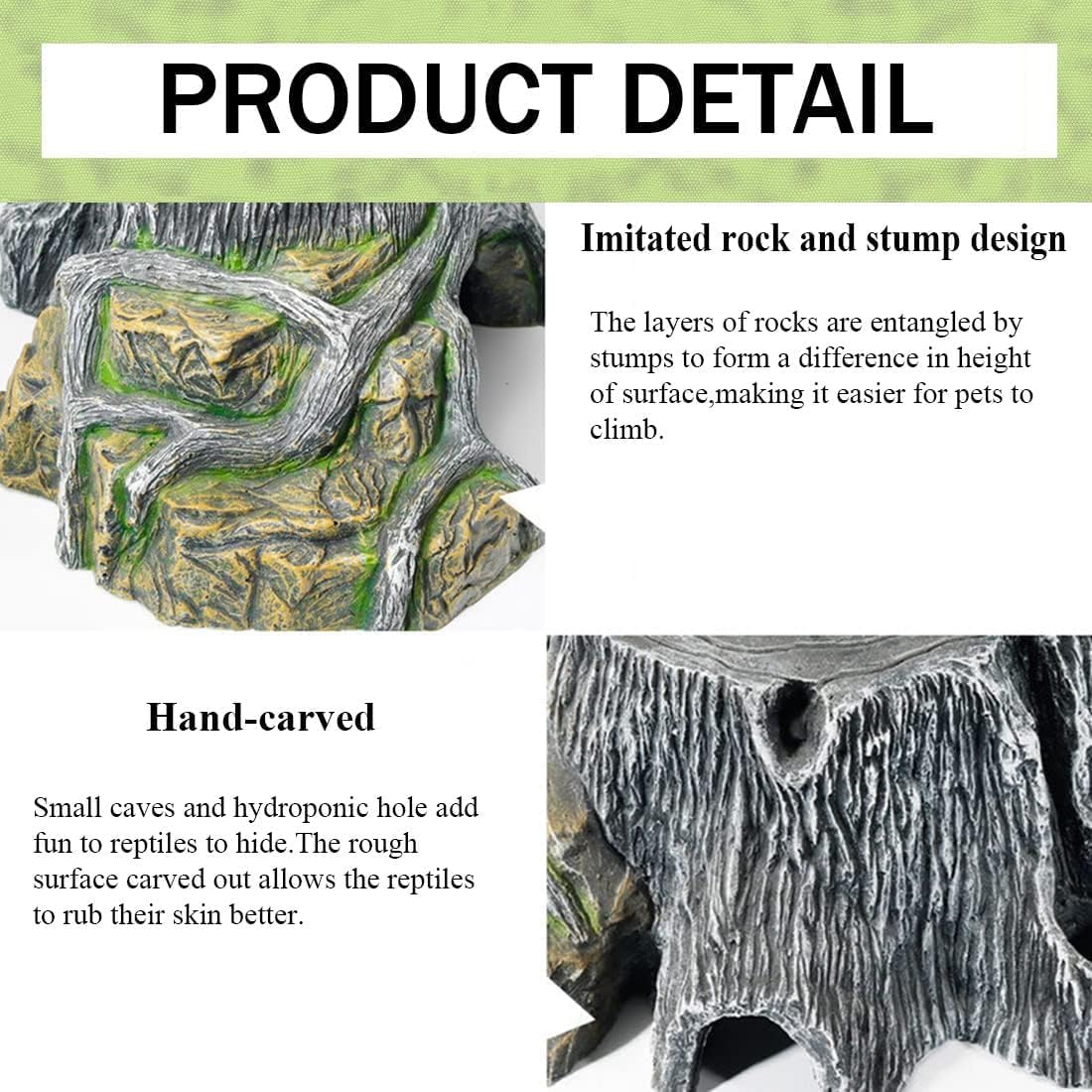 Reptile Hideout Cave Resin Rock Lizard Hideaway Turtle Climbing Platform Habitat Decoration for Tortoise Bearded Dragon Chamelon Frog Gecko Snake Iguana