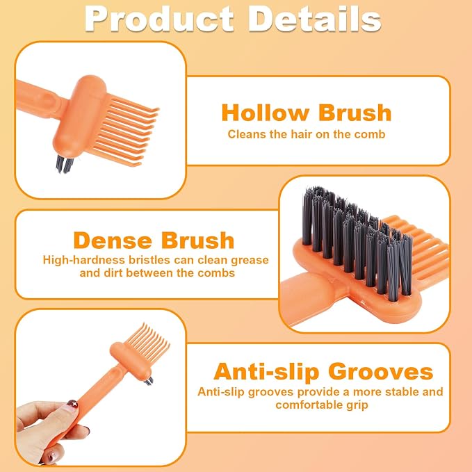 2-in-1 Comb Cleaner with Pick and Bristles, Hair Brush Cleaner Tool Rake for Home Salon Travel Use Effectively Clear Hair Dust Grease and Dirt
