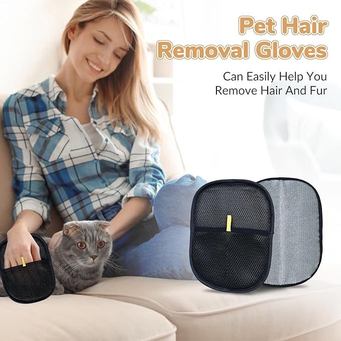 TZKGZP Pet Hair Removal Gloves, Electrostatic Pet Hair Grooming Gloves for Dog & Cat, Reusable for Carpet, Clothing,Furniture,Clothing, Couch,Bed,Curtain-2 PCS