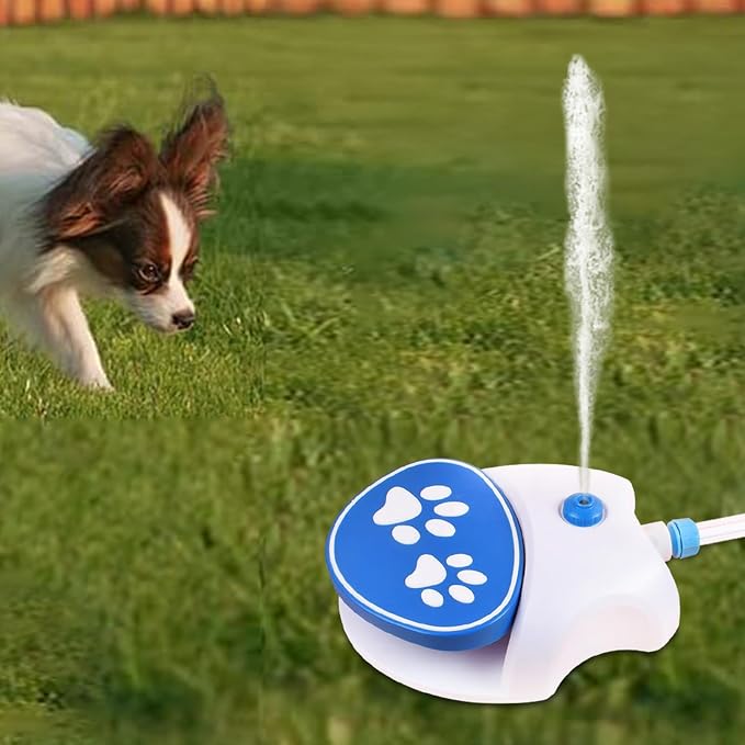 Dog Water Fountain Step On, Activated Dog Sprinkler, Outdoor Pet Drinking Dispenser, Dog Water Toy, Fresh Water Feeder with Hose for Small & Large Dogs Cats