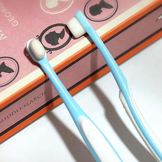 MoonyMars Small Dog Toothbrush, Cat & Puppy Tooth Brushing Kit, Ultra Soft & Mini Head Teeth Brush for Kitten & Tiny Pet, Doggy Toothbrushes Deep Dental Cleaning, 2 PCS - Blue