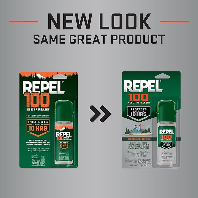 Repel 100 Insect Repellent, 1 Ounce, With DEET, 10-Hour Protection Long-Lasting Insect Repellent Travel Pump Spray Repels Mosquitoes, Ticks, Gnats, Biting Flies, Chiggers And Fleas, 6 Pack