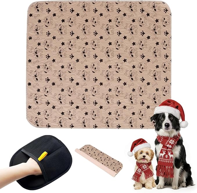 Puppy Pads with Pheromones, Washable Puppy Pee Pads for Dogs Reusable Puppy Pads for Dogs and Cats(with Pet Hair Removal Gloves)