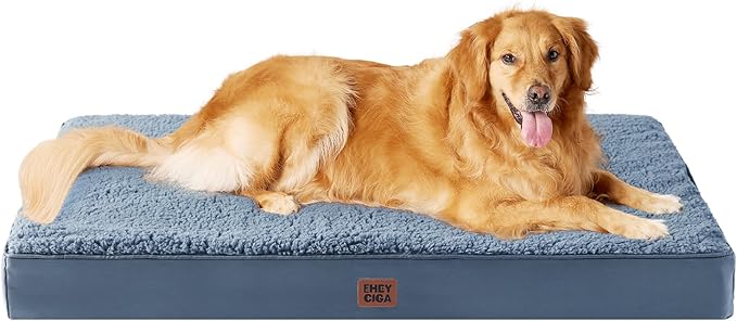 EHEYCIGA Orthopedic Dog Bed Extra Large with Removable Washable Cover, 44IN | Egg Crate Foam Support, Durable Oxford fabric, Non-Slip Bottom, Machine Washable, Soft Waterproof Plush Pet Bed Mat For Crate