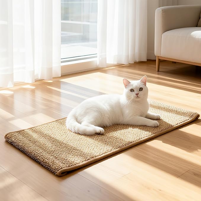 Extra Large Cat Scratcher Mat - Sisal-Style Scratching Rug for Indoor Cats | 31.5 x 14 in Upgrade Soft Sisal Horizontal Cat Floor Scratching Pad, Cat Scratching Rug Protect Furniture