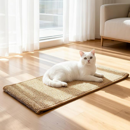 Extra Large Cat Scratcher Mat - Sisal-Style Scratching Rug for Indoor Cats | 31.5 x 14 in Upgrade Soft Sisal Horizontal Cat Floor Scratching Pad, Cat Scratching Rug Protect Furniture