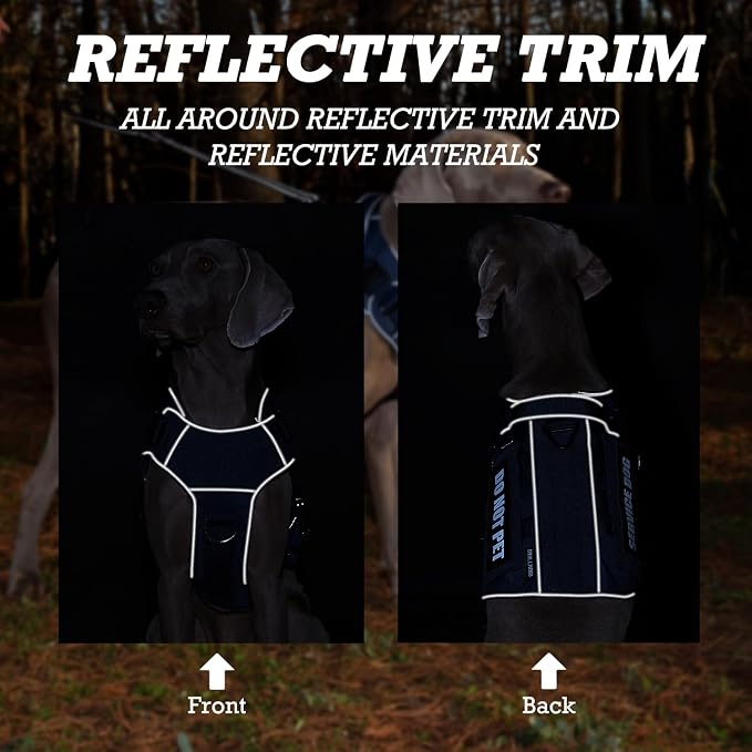 Tactical Dog Harness for Large Dogs, Heavy Duty Dog Harness with Handle, Adjustable Reflective Military German Shepherd Dog Vest Harness with Do Not Pet Patches for Hiking Training Black