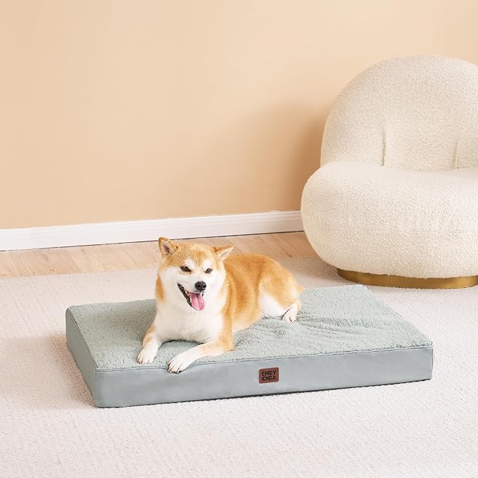EHEYCIGA Orthopedic Dog Bed Extra Large with Removable Washable Cover, 47IN | Egg Crate Foam Support, Durable Oxford fabric, Non-Slip Bottom, Machine Washable, Soft Waterproof Plush Pet Bed Mat For Crate