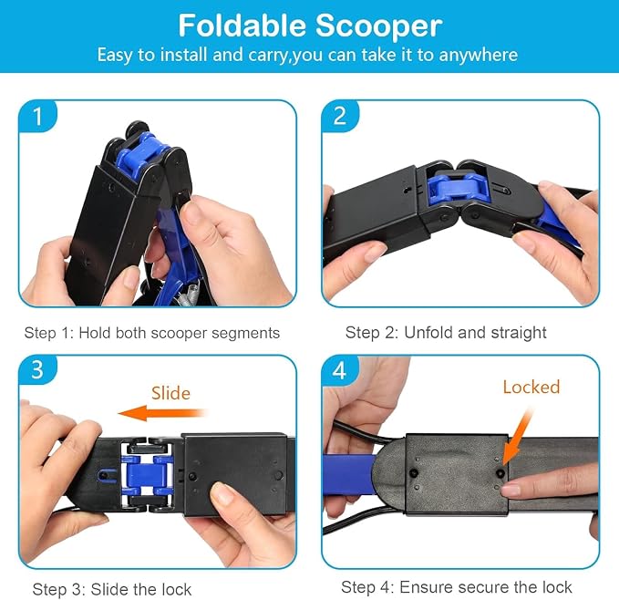 Non-Breakable Pet Pooper Scooper for Dogs and Cats with Long Handle High Strength Material and Durable Spring for Easy Grass and Gravel Pick Up (Blue)