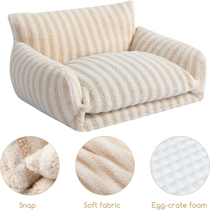 Hollypet Cat Bed Small Dog Orthopedic Couch Beds for Pets up to 20 lbs | Fluffy Multifunctional Double-Layer Warming Kitten Pet Couch Orthopedic Beds with Machine Washable Cover and Non-Slip Bottom