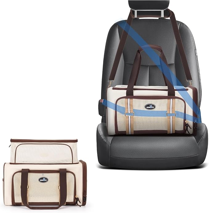 Wakytu Expandable Pet Carrier for Cats and Dogs, Airline Approved Cat Carrier, Large Travel Bag with Extra Large Foldable mat