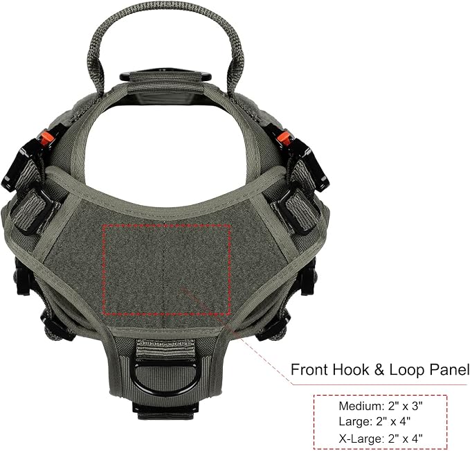 ICEFANG Tactical Dog Harness for Medium Dogs,Full Metal Buckles Dog Vest | with MOLLE, Reflective,Adjustable,2 Leash Clips,Control Handle,No Pull,Soft Padded,Green,Medium