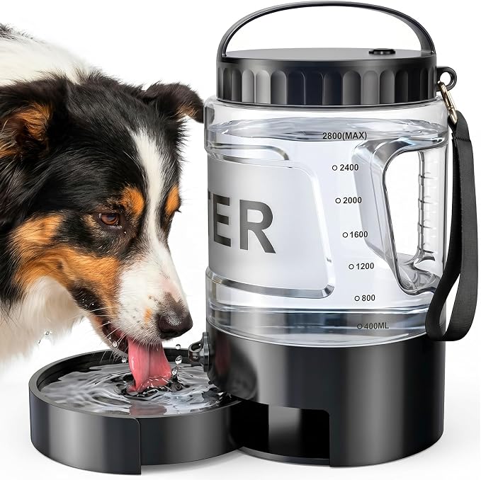98oz Large Dog Water Bottle with Pull-Out Bowl, Portable Pet Water Dispenser, BPA Free, Leak Proof Travel Water Bottle for Dogs, Ideal for Outdoor Walking, Hiking, Camping & Beach