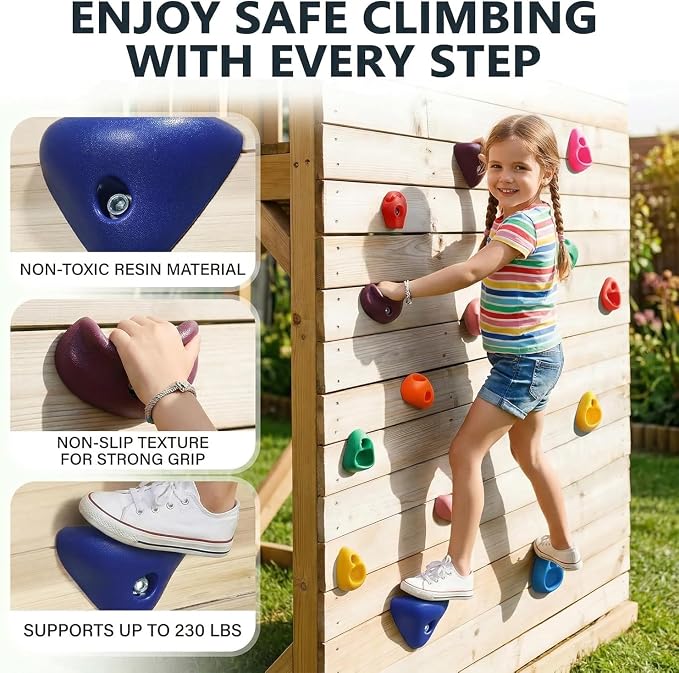 Kids Rock Climbing Holds, 36-Piece Hardware Set, Multicolor