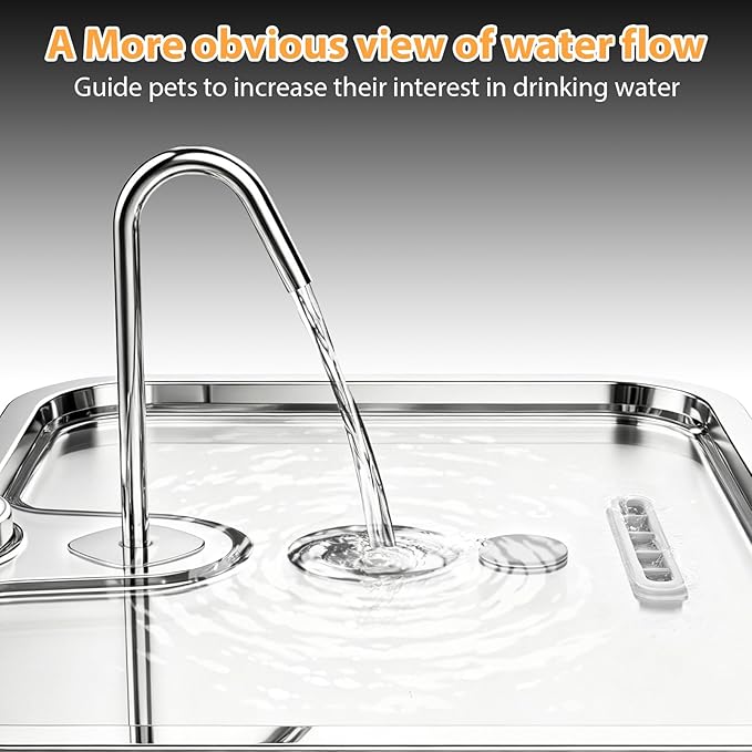 Dog Water Fountion for Large Dogs,15L/4 Gal Stainless Steel Automatic Pet Water Dispenser,Ultra Quiet Dog Fountain Water Bowl with Water Level Window & LED Light, Include 1Set Filter