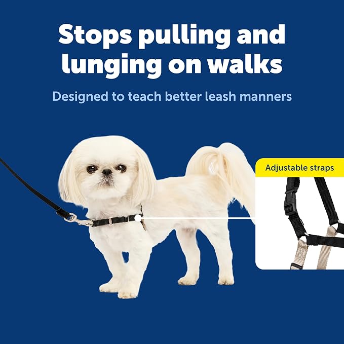 PetSafe Easy Walk Harness, No Pull Dog Harness, Black, Petite | Patented Martingale Loop Gives Gradual Shoulder Pressure to Stop Pulling, Front-Chest Leash Clip Prevents Gagging