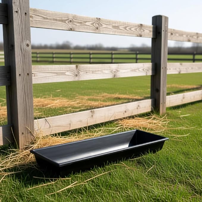 Livestock Container Feed Basin Trough Bin Heavy-Duty Engineer Plastics with Open Top for Fast Access and Low Profile Smooth Finish for Quick Wash and, White, Thickened