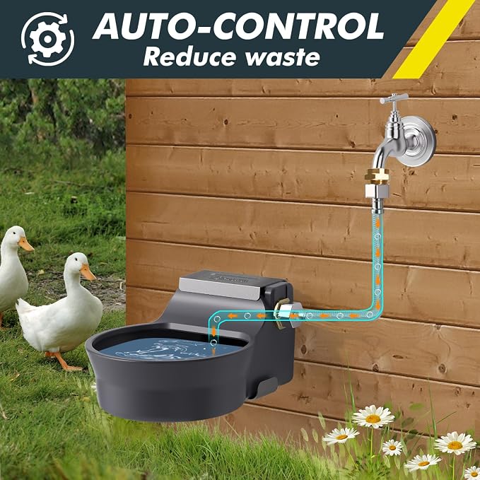 67OZ Automatic Water Dispenser for Dogs Patented Auto-Filling Dog Water Bowl Dispenser Wall-Mount Saving Space Outdoor Automatic Dog Water Feeder Includes Fixed Part Copper Connector 3/4'' Water Hose