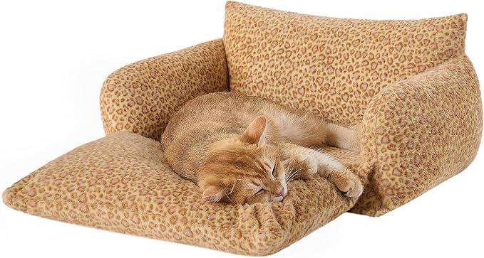 Hollypet Cat Bed Small Dog Orthopedic Couch Beds for Pets up to 13 lbs | Fluffy Multifunctional Double-Layer Warming Kitten Pet Couch Orthopedic Beds with Machine Washable Cover and Non-Slip Bottom