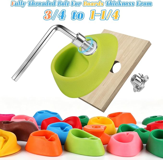 50 PCS Rock Climbing Wall for Kids,Rock Wall Climbing Holds,Adults Climbing Wall Grip Kits Holds Up to 230 lbs for Outdoor Indoor Home Playground Climbing Holds