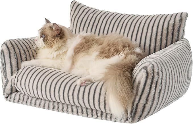 Hollypet Cat Bed Small Dog Orthopedic Couch Beds for Pets up to 20 lbs | Fluffy Multifunctional Double-Layer Warming Kitten Pet Couch Orthopedic Beds with Machine Washable Cover and Non-Slip Bottom