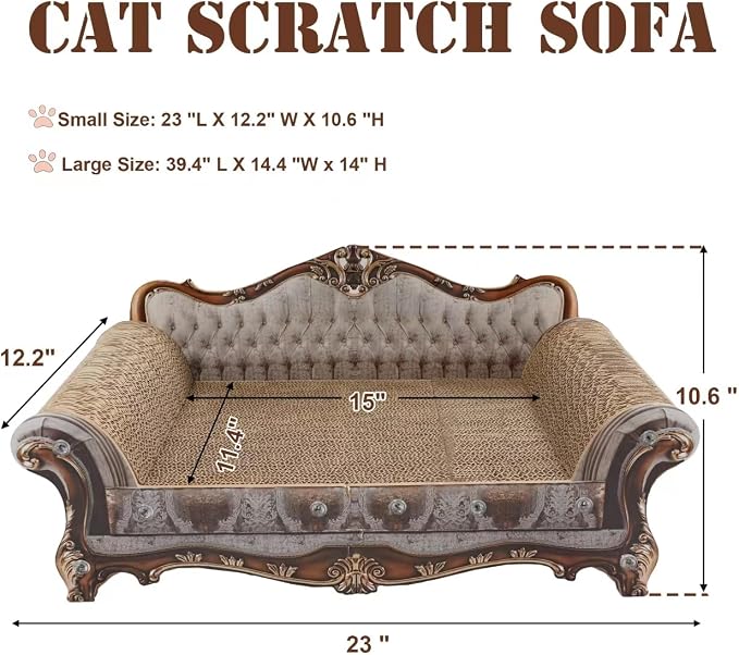 COOZMENT Sofa Shaped Scratching Couch,Thick Scratching Cardboard, Lounge Bed for Indoor Rest&Play, Sofa Scratcher Pad (23 "L X 12.2" W X 10.6 "H)