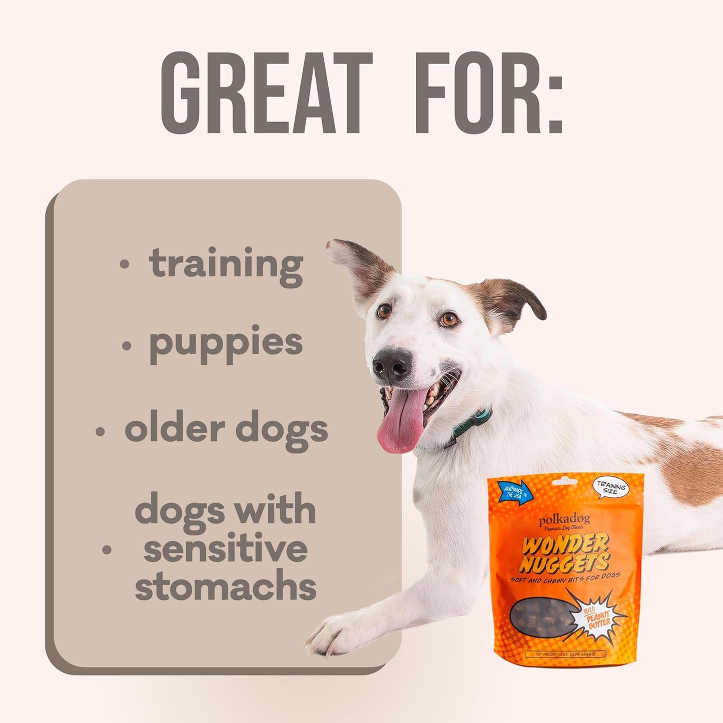 Polkadog Wonder Nuggets Variety 3-Pack– Includes Peanut Butter, Turkey & Cranberry, Apple & Pork – Soft & Chewy, Limited Ingredient Healthy Training Treats – Natural, Made in USA – 10 oz (Pack of 3)