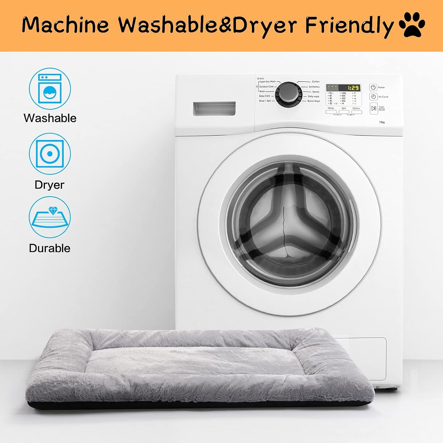 Dog Beds Crate pad for Extral Small Fit Metal, Utral Soft,Washable&Antislip Kennel Pad for Dogs Cozy Sleeping Mat,Gray 22inch