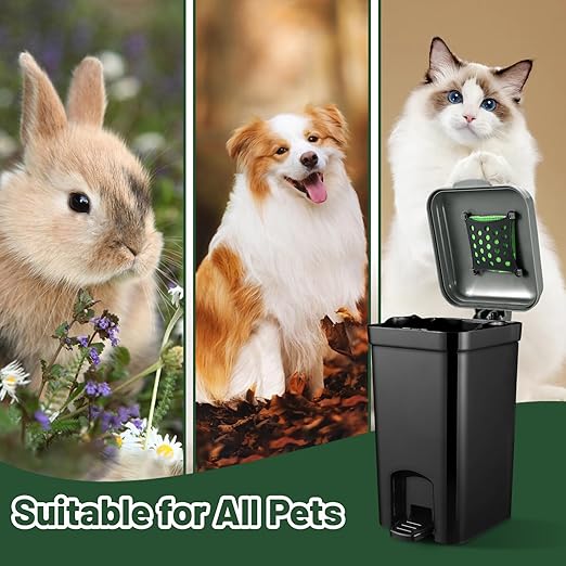 Small Pet Trash Can with Locking and Lid Hands-Free Pedal for Outdoor & Indoor Cat Litter Dog Poop Garbage Bin 5L/1.32 Gallon with 20PCS Waste Bags & Activated Carbon Bag, US