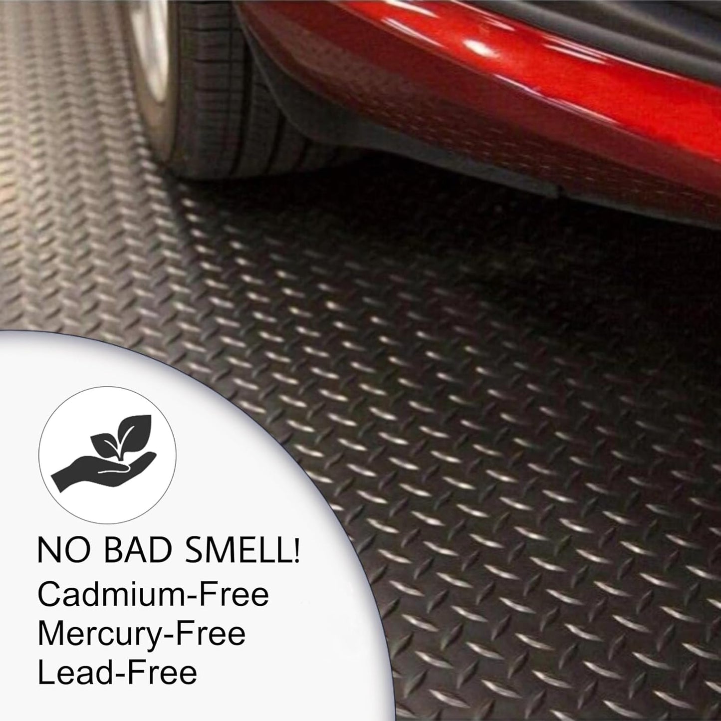 SEAL 4 x 8 Ft Premium Garage Floor Mat, Solid 2.8mm Thickened Black Commercial Grade Heavy Duty Parking Mat for Garage Floor, Golf Cart, Water/Stain Resistant Floor Runner (Embossed Diamond Plate)