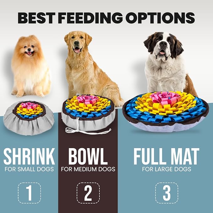 PET ARENA Adjustable Snuffle Mat Dog Puzzle Toy for Slow Feeding | Promotes mental stimulation and reduces boredom with interactive feeding fun for small and large breeds, indoors or outdoors.