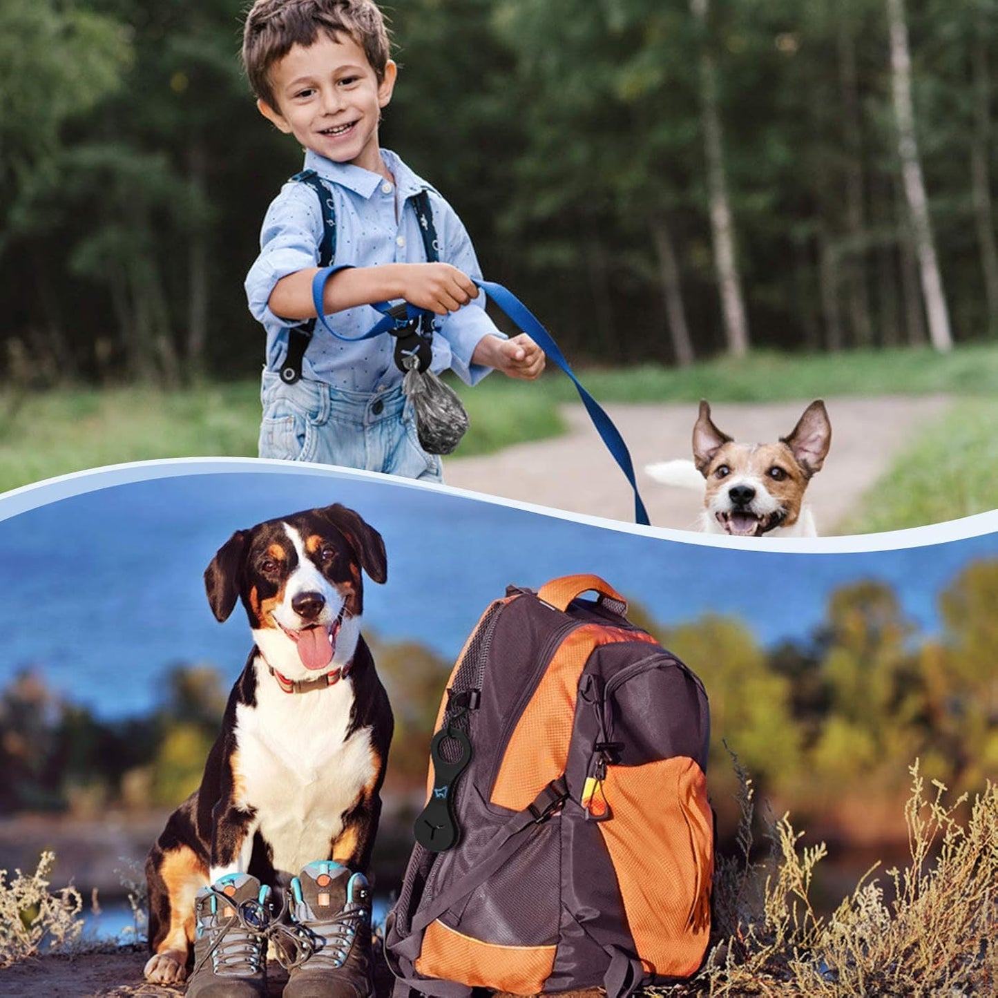 PuppyDoggy Dog Poop Bag Holder for Leash Waste Bag Carrier Dog Poop Bag Dispenser for Walking Running Bicycle Accessory 4 Pieces (Mixed Blue)