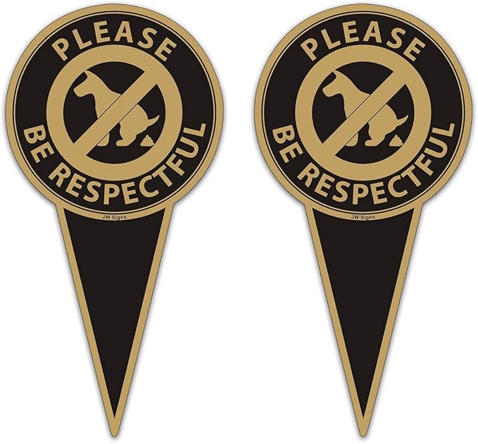 No Dog Poop Sign for Yard with Stake (2Pack) 12" x 6"Double Sided No Pooping Dog Sign-Please Be Respectful - Stop Dogs from Pooping or Peeing On Your Lawn Yard Sign