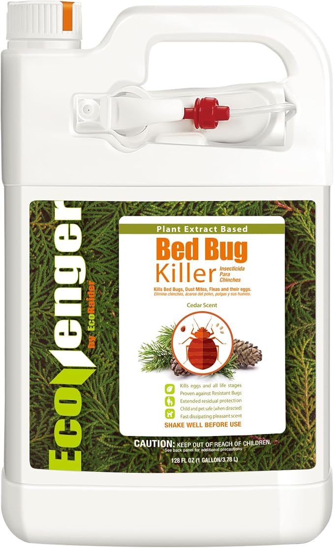 EcoVenger Bed Bug Killer with Remote Sprayer 1 Gal - Kills 100% All Stages on Contact- Kills Resistant Bugs- Kills Eggs- 14 Day Residual Protection- Non-Toxic- Child & Pet Friendly