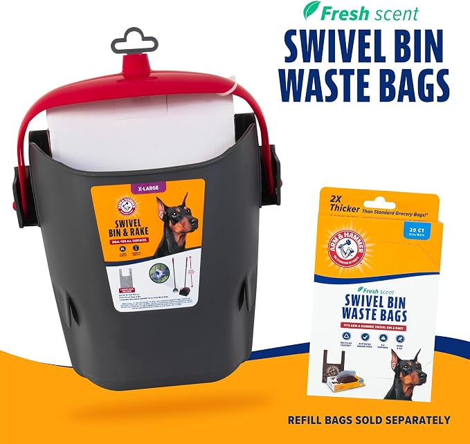 Arm & Hammer Pooper Scooper for Extra Large Dogs Heavy Duty, Outside Yard Dog Poop Scoop Pet Waste Clean Up with Bag Attachment - 2 Waste Bags Included | Includes 2 waste bags plus an attachment to hold them, keeps hands clean while picking up after pe...