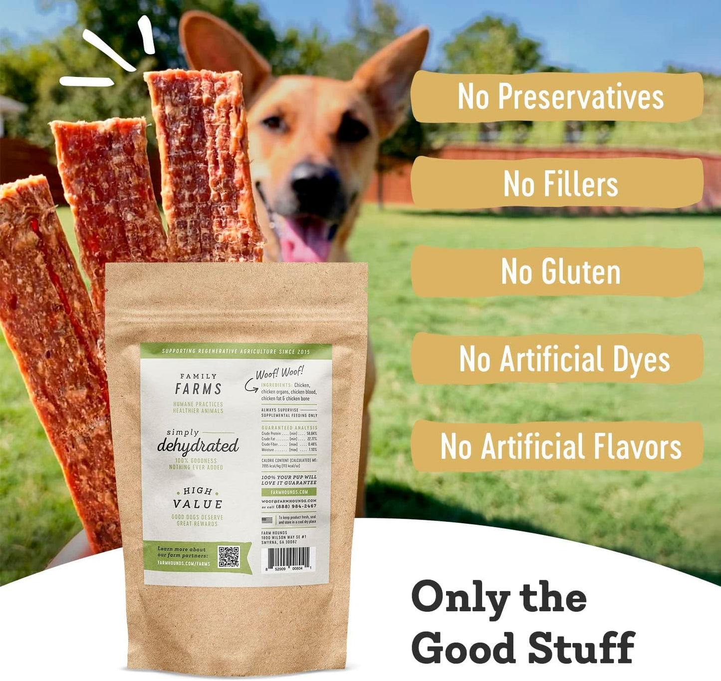 Farm Hounds - Chicken Strips - Premium Natural Jerky for Dogs - Made from 100% Humanely Raised Chicken - Break-to-Size - Great for Training & Treats - No Added Fillers - Made in USA - 4.5 oz - 1 Pack