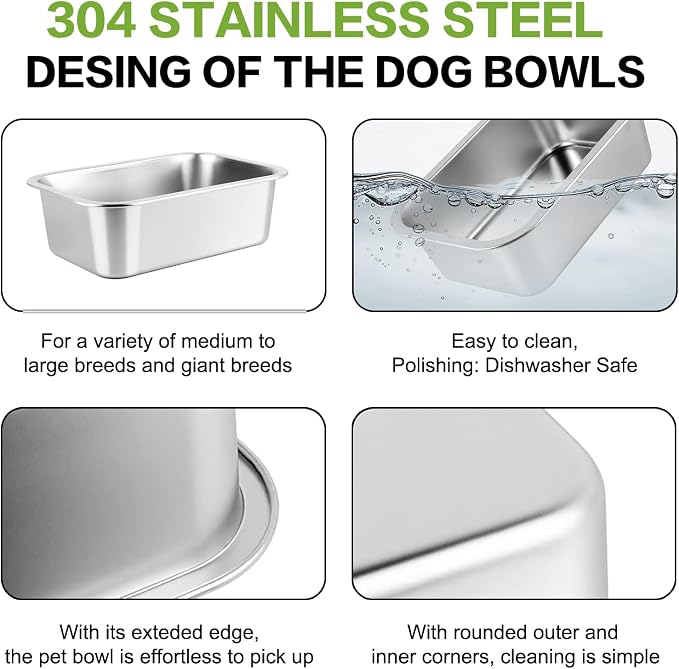2 Gallon Elevated Large Dog Water Bowl, Automatic Dog Water Bowl Dispenser, 4 Adjustable Height Raised Dog Bowl Stand for Large Breed Relief Joint Pressure, Easy Clean for Indoor & Outdoor Uses