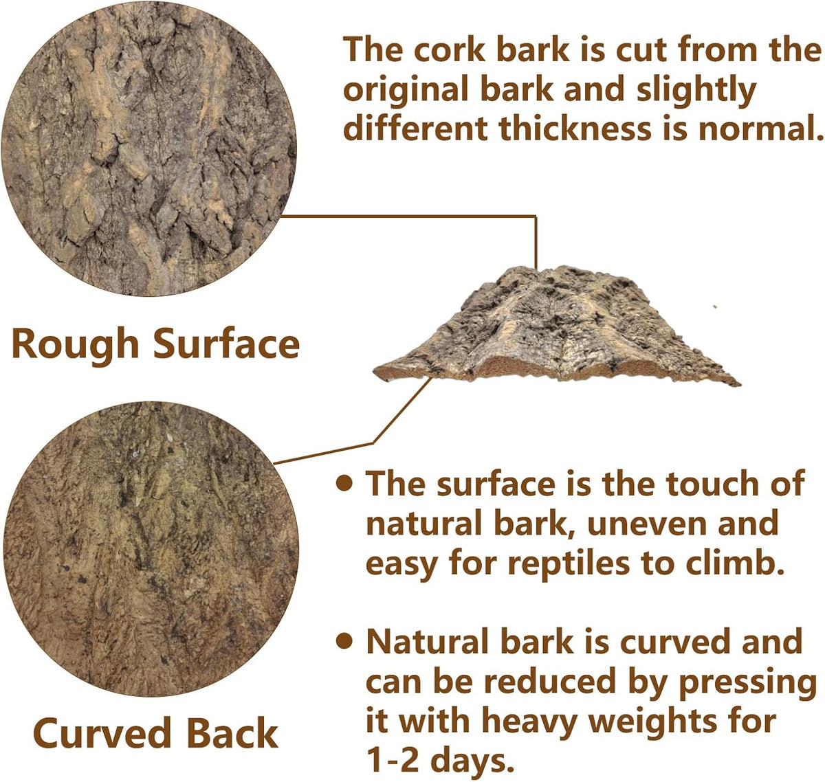 Tfwadmx 2Pcs Cork Terrarium Background 11.8” x 11.8” Natural Cork Bark Backdrop Reptile Background Climbing Wall Terrarium Accessories for Lizard, Tortoise, Gecko, Bearded Dragon, Chameleon