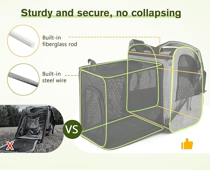 pecute Cat Backpack Carrier Expandable, Cat Backpack with Curtain