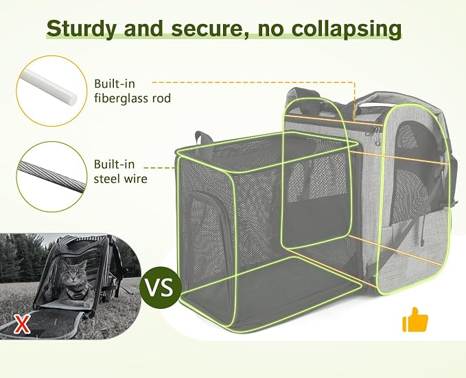 pecute Cat Backpack with Curtain, Cat Carrier Backpack Breathable, XL