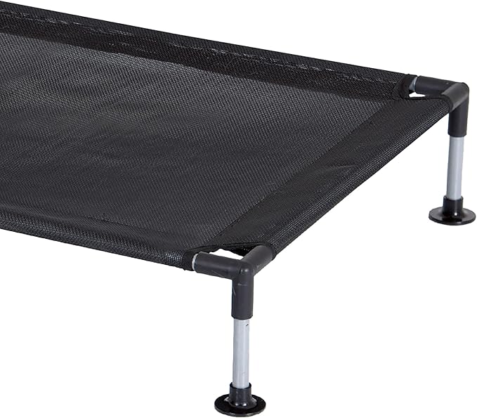 COOLA Pet Bed - Large - Black, 35.5 x 23.5 Dog Lounger, Breathable Mesh Fabric, Elevated Structure for Joints, Steel Frame, Animal 55lb Cap