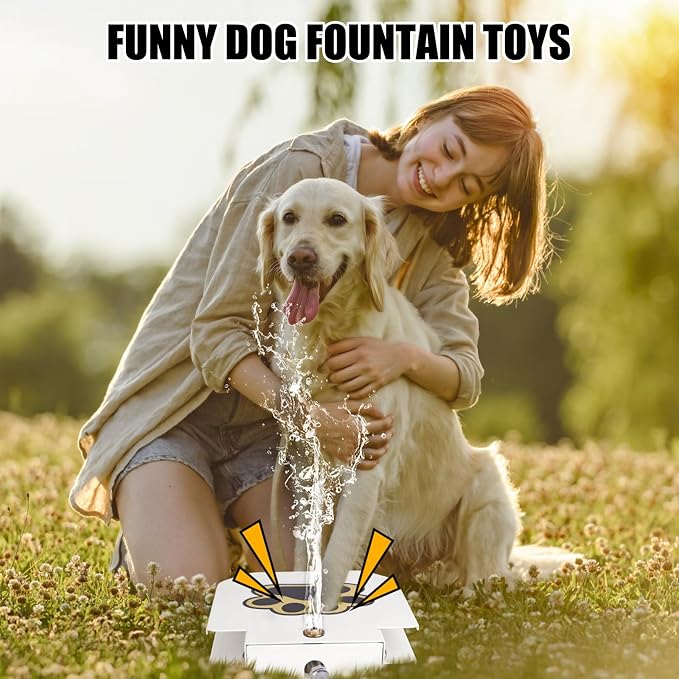 Dog Water Fountain Step On, Outdoor Dog Water Sprinkler for Large Dogs | Dogs Sprinkler Paw Activated, Fun Dog Toys with 39.4” Hose for Drinking Fresh Water, Easy to Use, Upgrade Copper Valve Set