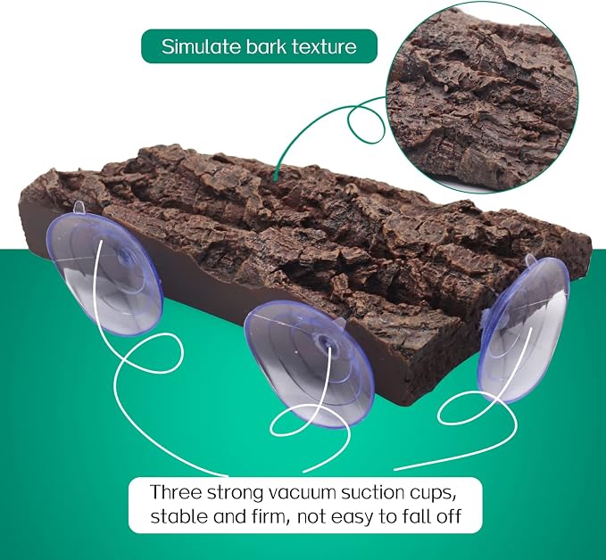Turtle Basking Platform with 3 Suction Cups,for Frogs,Tortoise,Brown | 8.66" Floating Resting Terrace, |Adjustable Level | Natural Rock Texture, Anti-Skid | for Fish Tank, Aquarium, Terrarium
