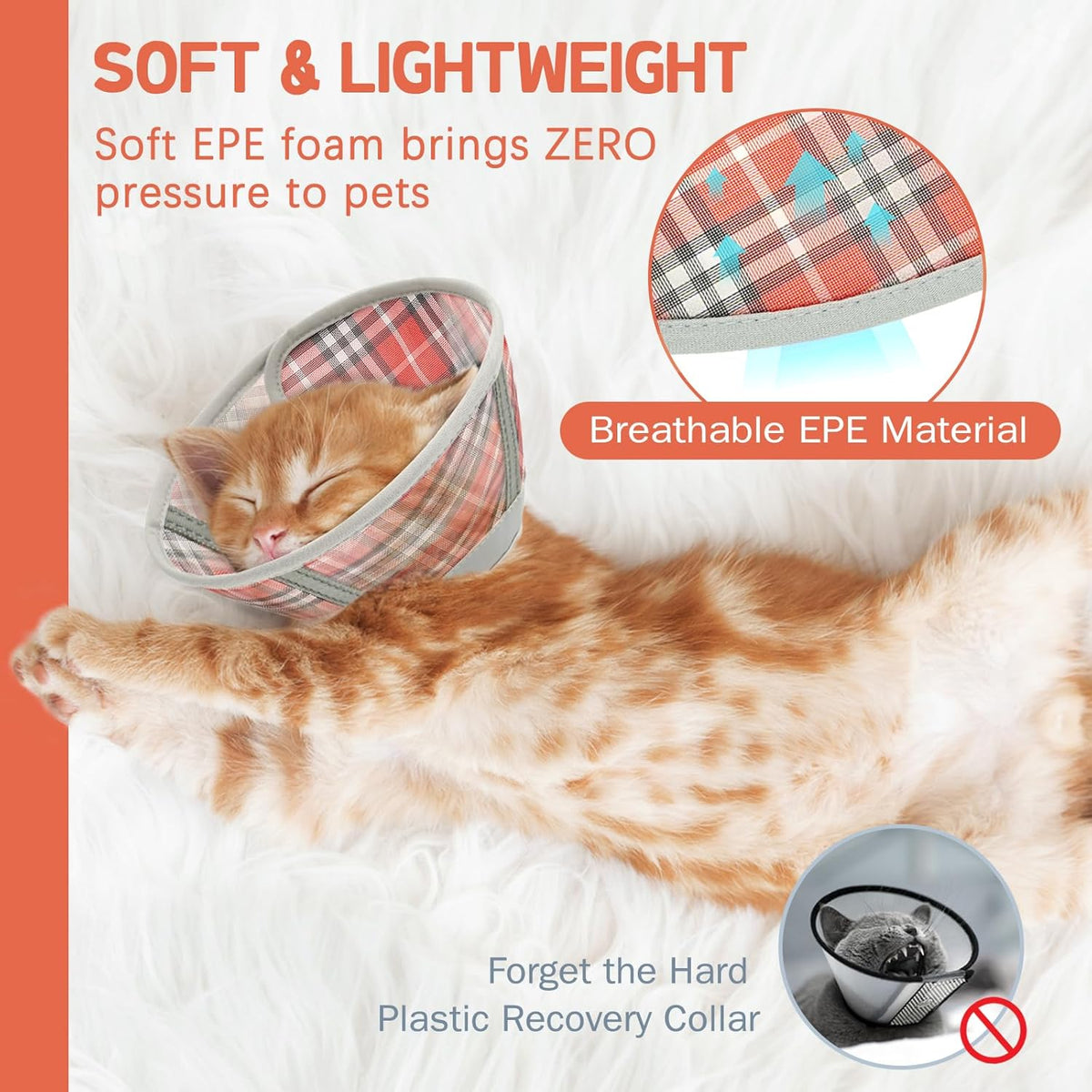 Cat Cone Collar Soft, Cat Recovery Collar for Large Medium Small Cats Kittens, Kitten Cone Alternative After Surgery