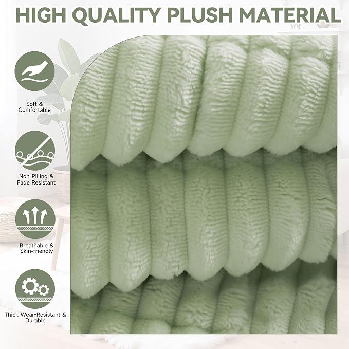 OTOB Couch Covers for 3 Cushion Sofa Pet Friendly, Plush Fuzzy Non Slip Sofa Covers Washable, Soft All Seasons Sofa Slipcovers Furniture Protector Dog Bed Mat (Matcha Green, 27.6" x 82.7")