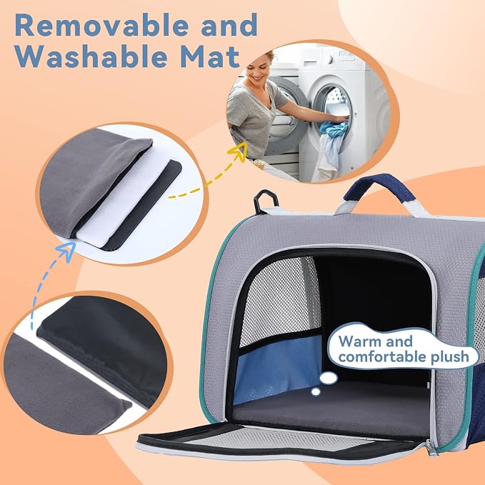 A 4 Pet Cat Carrier, Airline Approved Pet Carrier for Small Medium Cats Dogs Puppy with Safety Tether, Lightweight EVA Soft-Sided Bag, Anti-Collapse for Plane Car Train Vet