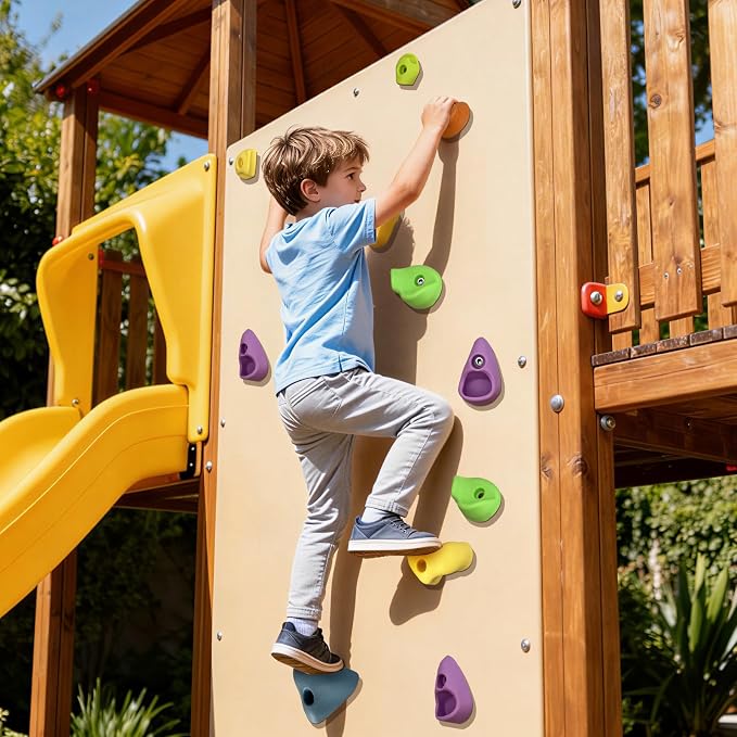 50 PCS Rock Climbing Wall for Kids,Rock Wall Climbing Holds,Adults Climbing Wall Grip Kits Holds Up to 230 lbs for Outdoor Indoor Home Playground Climbing Holds（Pastel Color）