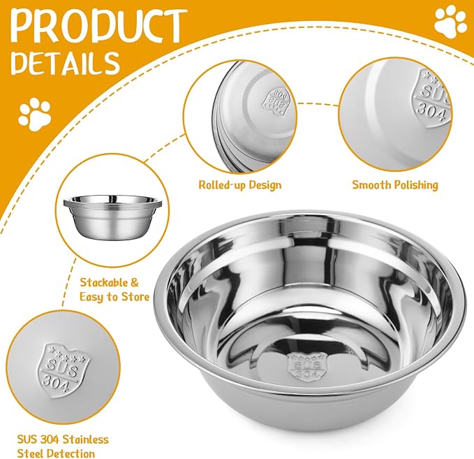Patelai 12 Pcs Stainless Steel Dog Bowls 7.9" with Silicone Lids Portable Food and Water Dishes for Pets Sealable Containers for Small Medium Dog Cat Indoor (Red,Blue,Green,Purple,Yellow,Orange)