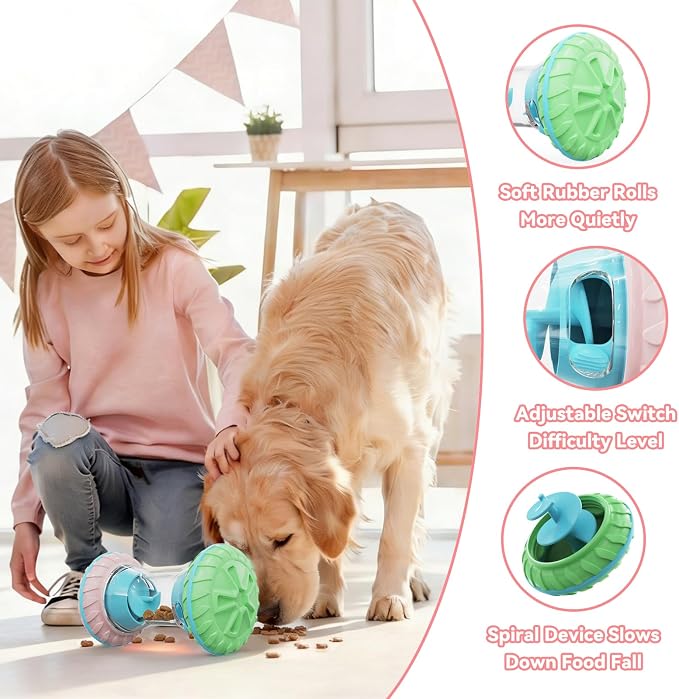 MateeyLife Interactive Dog Puzzle Toy, Adjustable Treat Dispensing Slow Feeder for IQ Training, Silent Quiet Roller for Small Medium Dogs, Boredom Relief Enrichment DogToys to Keep Them Busy