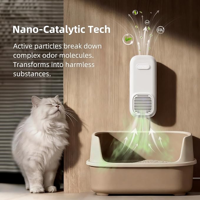 uahpet Cat Litter Deodorizer, No Ozone Air Purifier Plug in, Nano-Tech Cat Odor Eliminator for Litter Box, Filterless Odor Remover with 5ft Cord, Safe & Quiet Air Freshener for Pet Homes (2 Pack)